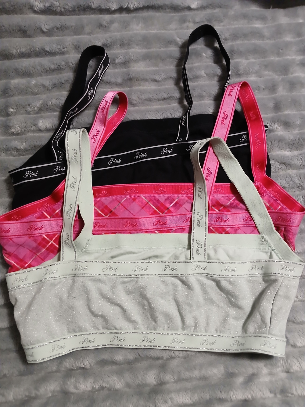 PINK Victoria's Secret Bralette Set — Black, Hot Pink, Mint